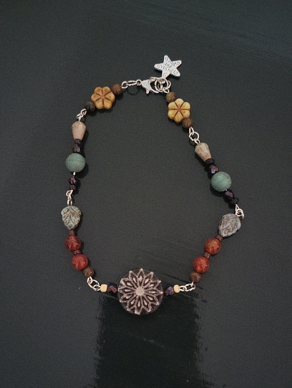 Artisan Floral Medallion Beaded Bracelet - Multicolor